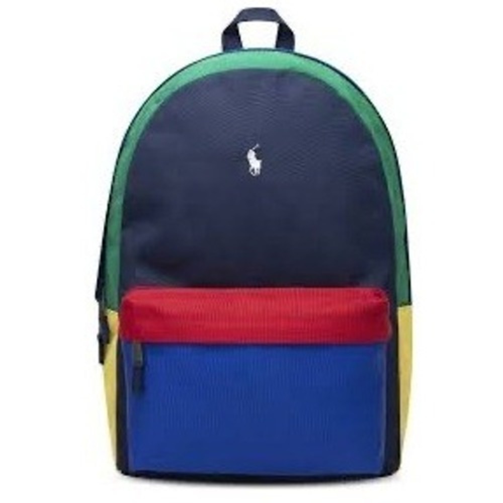 Polo Ralph Lauren Kids Colorblock Backpack Navy Blue Red Yellow Green Pony Logo